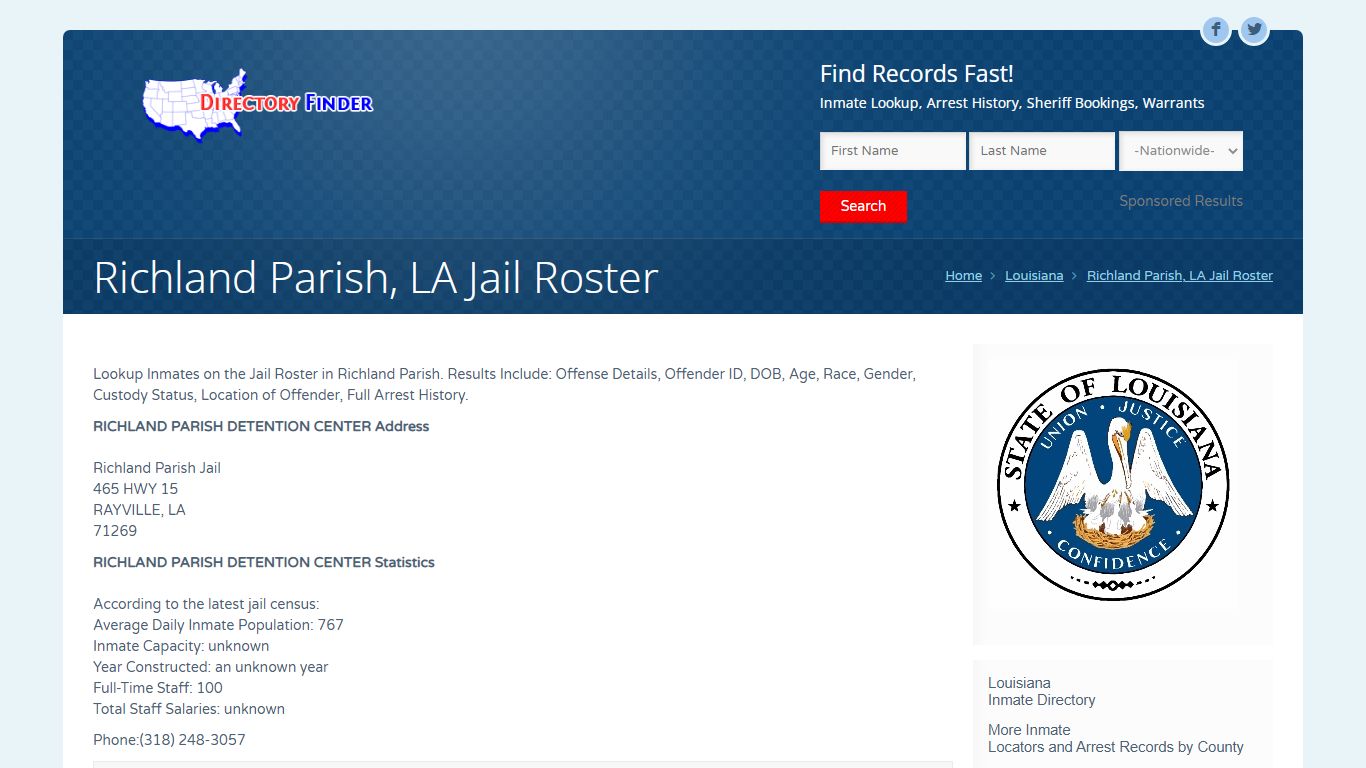 Richland Parish, LA Jail Roster | People Lookup
