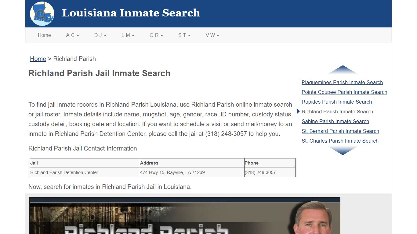 Richland Parish LA Jail Inmate Search